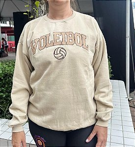 BLUSA MOLETOM GOLA CARECA BEGE XG