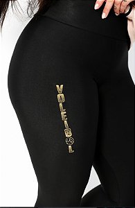 LEGGING PRETA VOLEIBOL DOURADO