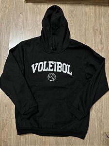 BLUSA MOLETOM CANGURU PRETO / BRANCO P AO GG