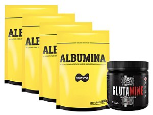 4X Albumina 500g Banana - Naturovos + Glutamina 350g Integralmédica