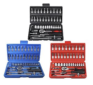 Kit 46 Chaves Catraca Soquetes Allen Torx