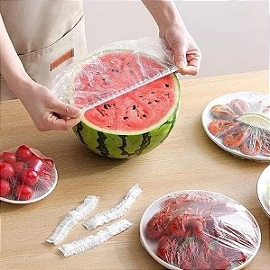 Kit 100 Tampas Plásticas Descartáveis para Alimentos