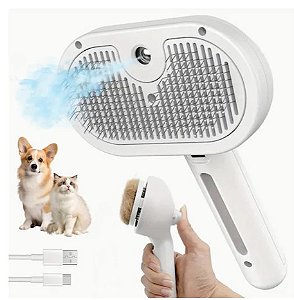 Escova a Vapor 3 em 1 Spray Hair USB para Pets