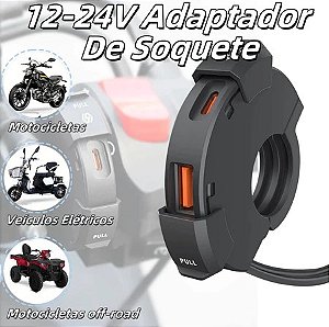 Carregador Turbo QC3.0 para Moto USB Impermeável