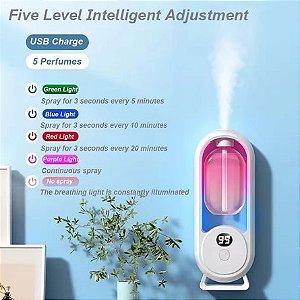 Difusor Aroma Automático LED 5 Modos Compacto