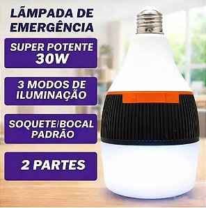 Lâmpada de Emergência LED 30W Recarregável Bivolt