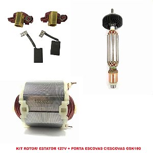 KIT ROTOR, ESTATOR 127V + PORTA ESCOVA C/ESCOVA GKS 190