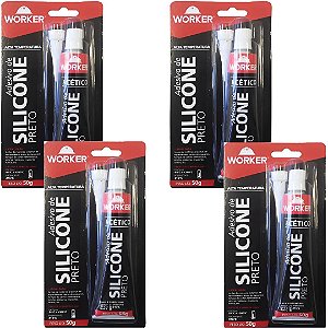 KIT C/4 SILICONES ACÉTICO PARA ALTA TEMPERATURA WORKER 50G