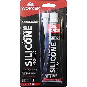 SILICONE ACETICO ALTA TEMP PRETO 50G - WORKER