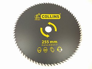 LÂMINA ROÇADEIRA 255MM FURO 25,40MM 1 80 DENTES COLLINS