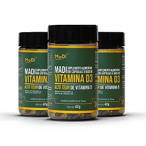 Combo Suplemento Alimentar MADI Vitamina D3 700mg 180 Cáps