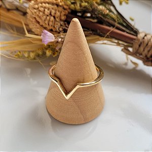 Anel Triângulo Banhado a Ouro 18K