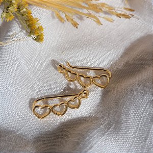 Brinco Ear Cuff  Coração Banhado a Ouro 18K