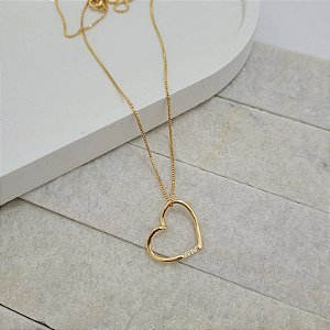 Colar Coração Ágape Banhado a Ouro 18K
