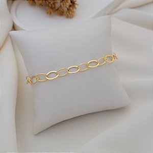 Pulseira Elo Oval Médio Banhado a Ouro 18K