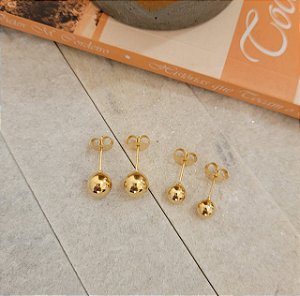 Brinco Bolinha Banhado a Ouro 18K