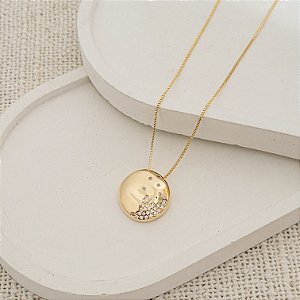 Colar Redondo Orgânico c/ Zircônia Banhado a Ouro 18K
