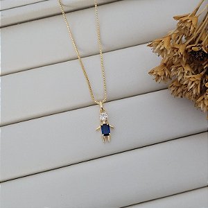 Colar Filho Safira Banhado a Ouro 18K