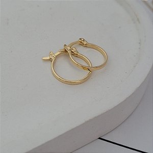 Brinco Argola Redonda Fininha Pequena Banhado a Ouro 18K