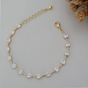 Pulseira Gota Cristal Banhado a Ouro 18K