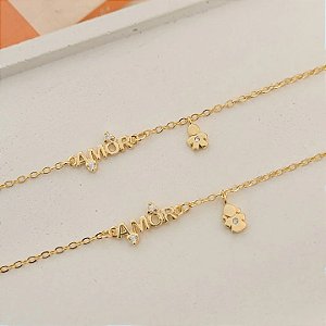 Pulseira Filho / Filha Banhado a Ouro 18K
