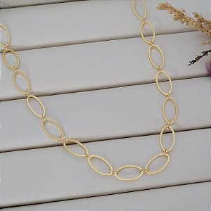 Colar Corrente Chocker Elos Oval Banhado a Ouro 18K