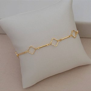 Pulseira Trevo Banhado a Ouro 18K