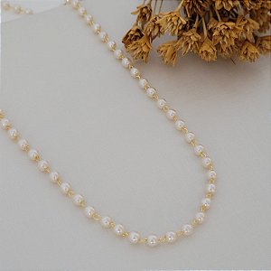 Colar Perolas 3MM Banhado a Ouro 18K