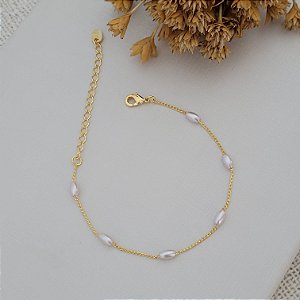 Pulseira Pérola Feijãozinho Banhado a Ouro 18K