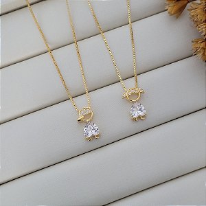Colar Filha Cristal c/ Microzirconia Banhado a Ouro 18K