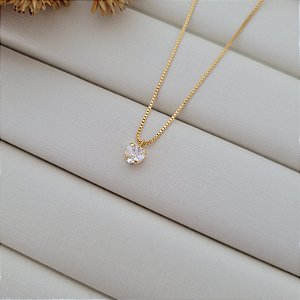 Colar Zircônia Coração Banhado a Ouro 18K