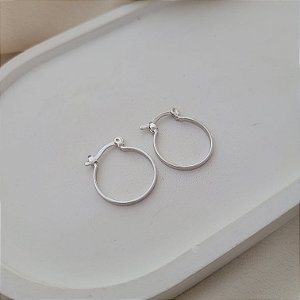 Brinco Argola Redonda Fininha M Banhado a Ródio Branco