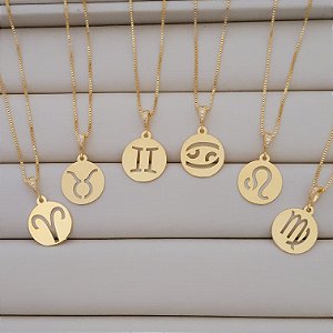 Colar de Signo Banhado a ouro 18K