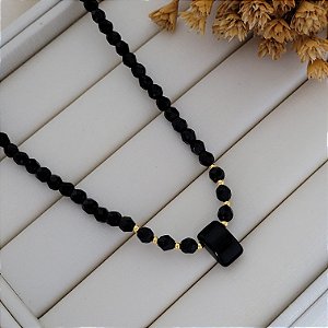Colar de Cristais Black Banhado a Ouro 18K