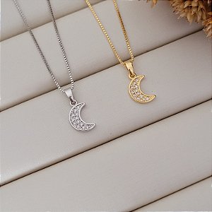 Colar Lua c/ Zircônia Banhado