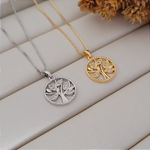 Colar Redondo Árvore da Vida Banhado