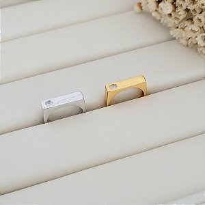 Anel Dedinho Reto c/ Zircônia Regulável