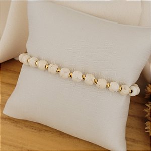 Pulseira Howlita 6MM Banhado a Ouro 18K