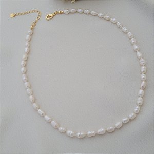 Colar de Pérolas de Água Doce Banhado