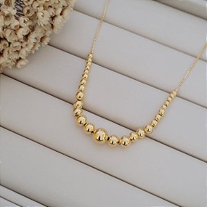 Colar Esferas Banhado a Ouro 18K