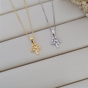 Colar Arvore da Vida c/ Zircônia Banhado