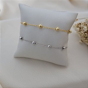 Pulseira Bolinha 5mm Banhado