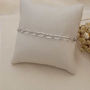 Pulseira Elo Banhado a Ródio Branco