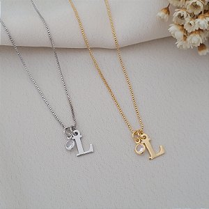 Colar Personalizado c/ a Inicial da Letra Banhado