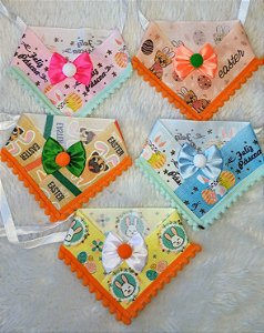 Colarinho bandana pascoa pompom M c/5