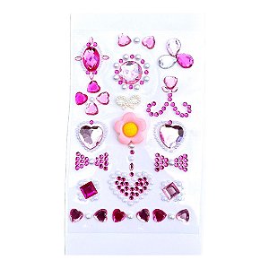 Cartela adesiva especial pedrarias rosa 1un