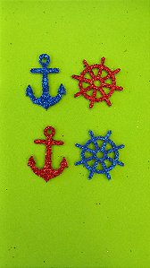 Adesivos sortidos timão/ancora c/20