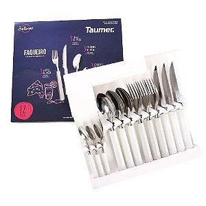 Faqueiro Inox Taumer com 12 Peças Cor Branca
