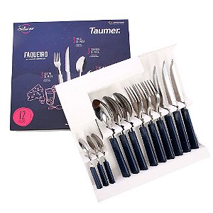 Faqueiro Inox Taumer com 12 Peças Cor Azul