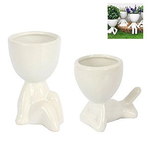 Vasos Robert Plant de Porcelana com 02 Peças - Cor Branco